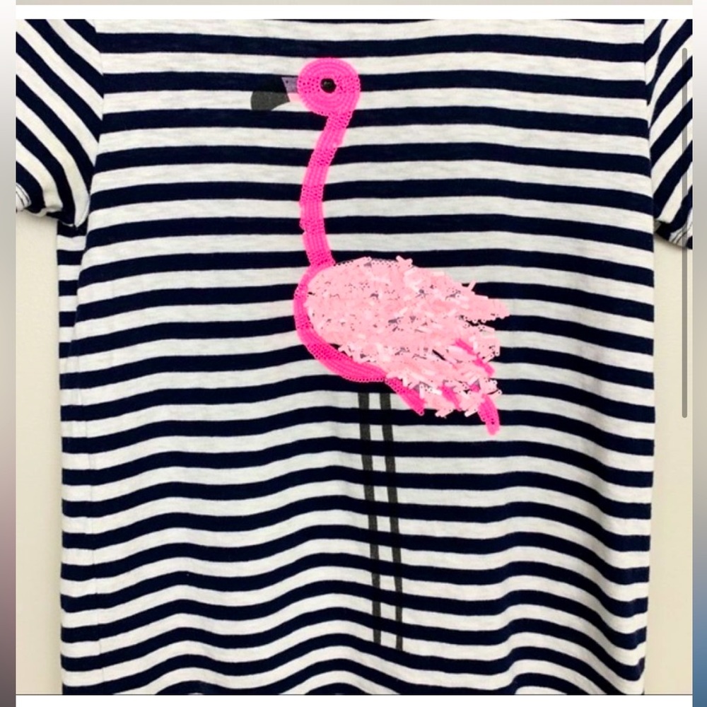 BNWOT J. Crew Flamingo Print EmbellishedCrewneck Short Sleeve Striped Top